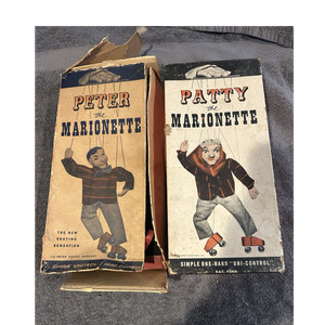 Peter Puppet Playthings Peter & Patty Marionette Puppets 1950 String-Controlled