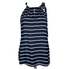Camisa Soho Cami Mujer S Azul Marino Blanco Rayas Sin Mangas Corbata Cuello Halter Rango