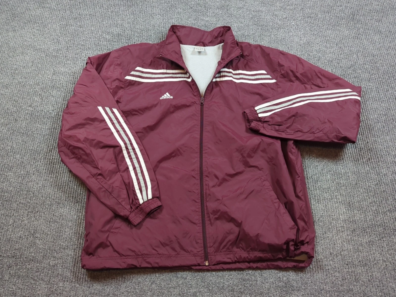 Adidas Jacket Mens XL Maroon Golf Long Sleeve Windbreaker Full Zip Run