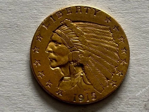 Gold 1915 Indian Head $2.50 dollar Eagle Gold Coin