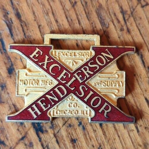 Excelsior Henderson Motor Mfg Supply Chicago Watch Fob Biker MotorCycle Peddlers - Picture 1 of 2