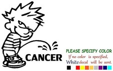 Calvin Piss On Cancer Adhesive Vinyl Decal Sticker Car Truck Window Bumper 6"