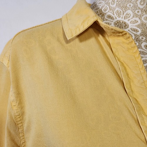 Chelsea & Violet Womens SZ M Butter Yellow Long Sleeve Shirttail Hem Button Down - Picture 6 of 15