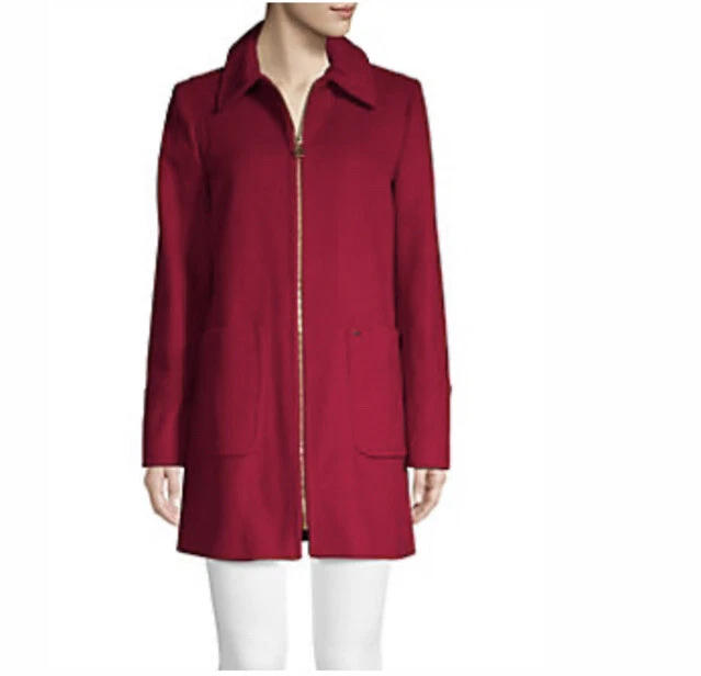 Michael Kors Giacca Rossa Zip Anteriore Pea Coat Donna Donna Cappuccio Rimovibile 10 M