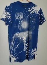 Bare Fox King Blue White Paint Splatter Chicago Bulls T-Shirt (Boys XL, 18-20)