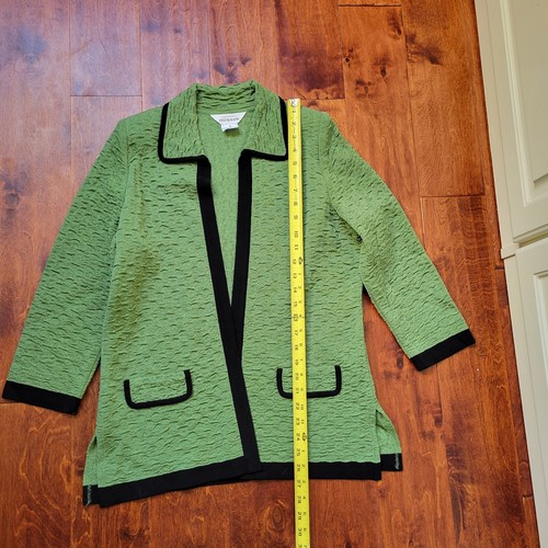 Cárdigan Chaqueta Exclusivamente Misook Verde Negro Frente Abierto Cuello Texturizado S - Imagen 11 de 12