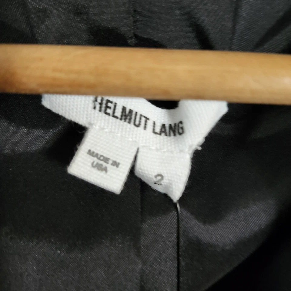 NUEVO CON ETIQUETAS Casco Lang Para Mujer Negro Tela Bloque Asimétrico Tweed Cuero Chaqueta 2 Foto 3 de 4