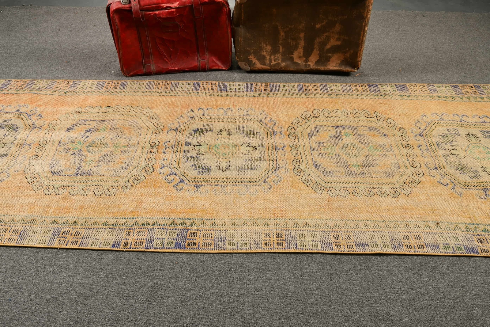 Turkish Rugs, Colorful Rugs, 3.6x10.7 ft Runner Rug, Oushak Rug, Vintage Rug