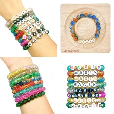 Magik Custom Personalized Name Mama Bracelet Crackle Lampwork Glass Beads Gift
