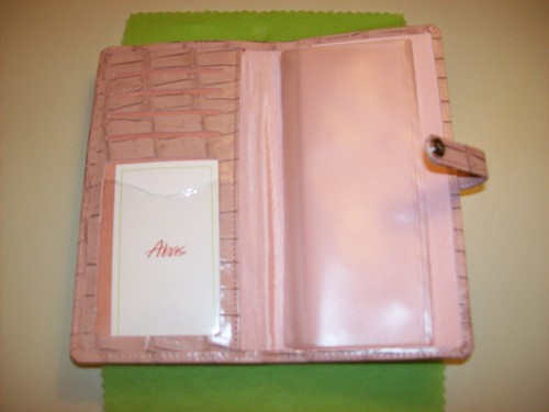 New in Box Abas Pink Leather Checkbook Cover - Blush Pink - Picture 2 of 2