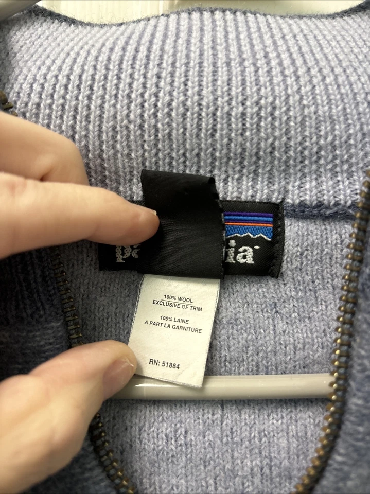 Vintage Patagonia Sweater Women’s Blue 100% Wool Cardigan Jacket Slub Medium - Image 4 of 4