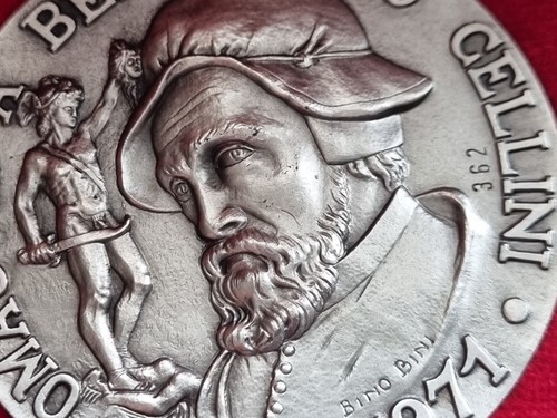 REPUBBLICA SAN MARINO TRITTICO MEDAGLIE ARGENTO 400 MORTE BENVENUTO CELLINI 1971 - Picture 10 of 22