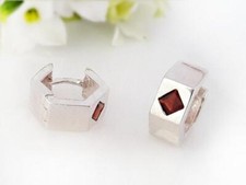 Granat Creolen Silber 925 Ohrringe Granat rot 15 mm echt Sterlingsilber sc250