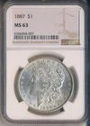 1887 MORGAN SILVER DOLLAR **NGC CERTIFIED MS 63** FREE SHIPPING!!