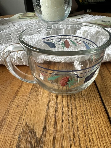 Vintage Lenox Poppies On Blue 2 Cup Soup Mug 4 1/4” X 3 1/4” Tall