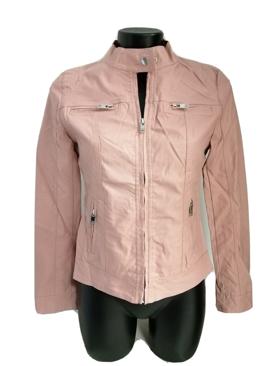 Giacca Ecopelle Rosa Cipria GIUBBINO GIUBBOTTO ECOPELLE