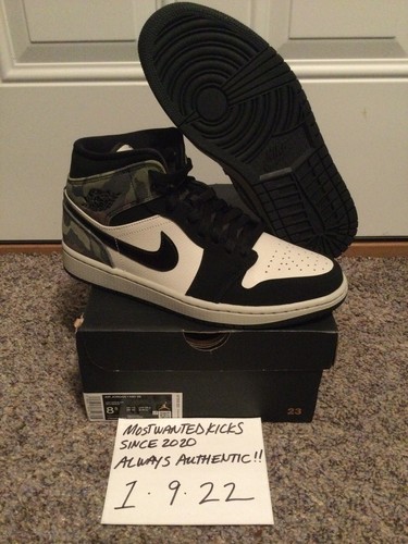 DS 2020 Nike Air Jordan Retro 1 Mid Green Camo Men’s Sz 8.5 - Picture 4 of 10