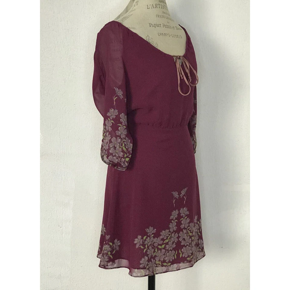Olga Kapustina Floral Purple Silk Shift Dress Size 2 - Imagem 3 de 4