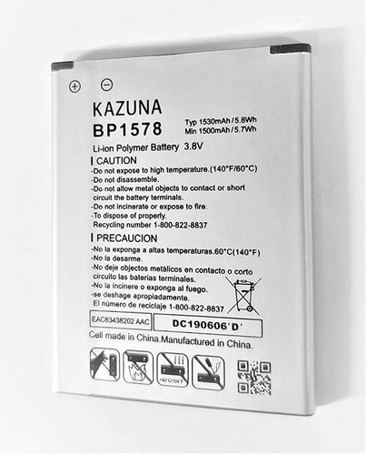 OEM Original Verizon Kazuna eTalk 4G LTE Battery BP1578 1530mAh - 第 2/2 張圖片