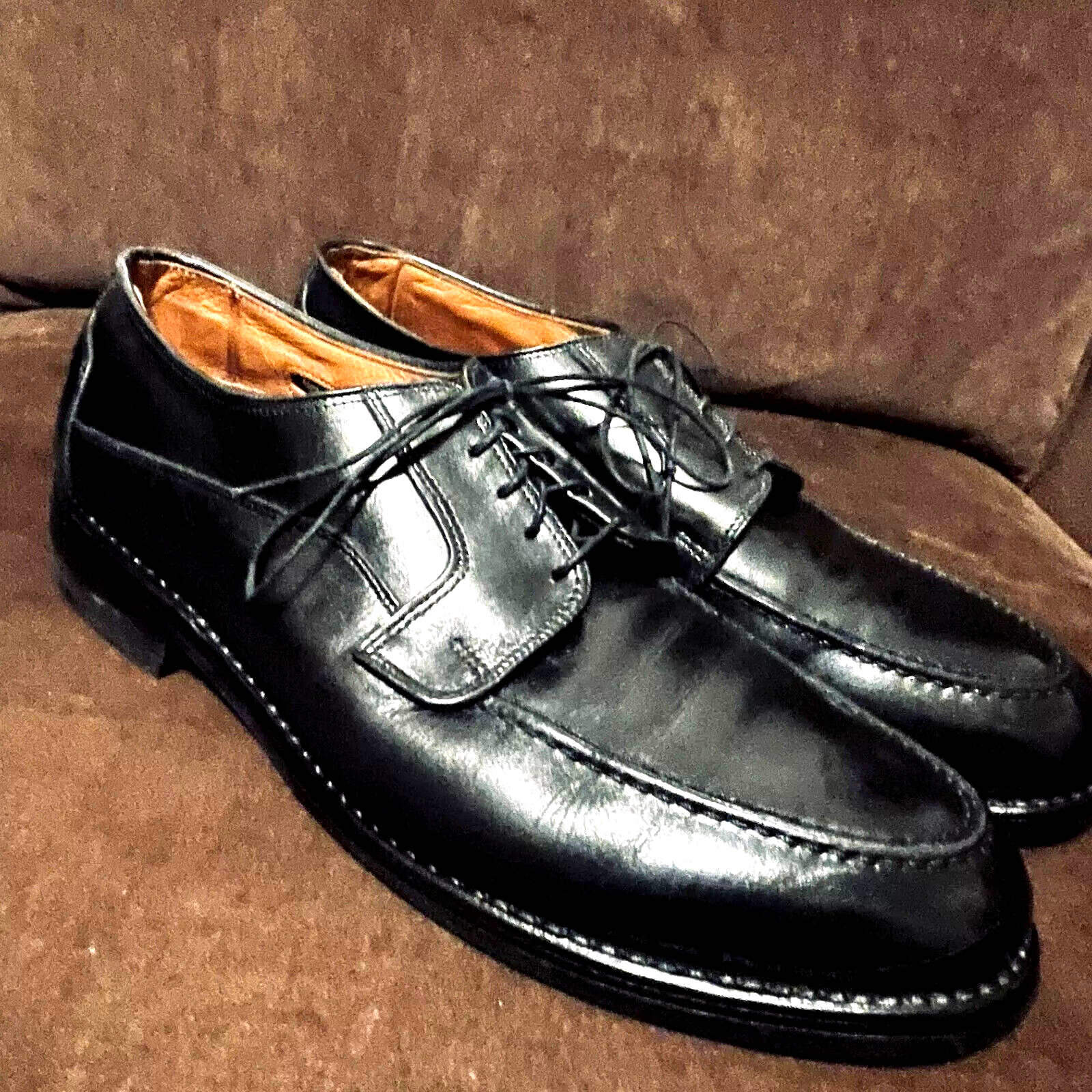 SAOLA Scarpe Allen Edmonds nere in pelle Brogue Derby comode suola in gomma 12 US da uomo