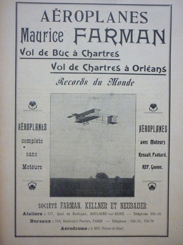 1910 PUB REP ESNAULT-PELTERIE MONOPLAN MOTEUR / FARMAN BUC CHARTRES ORLEANS AD - Imagen 2 de 2