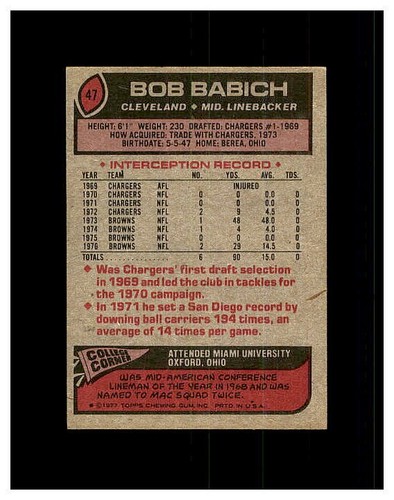 1977 TOPPS FOOTBALL #1-300 YOU PICK SEE PHOTOS OF EVERY CARD STARS *NEW LISTING* - Picture 71 of 433