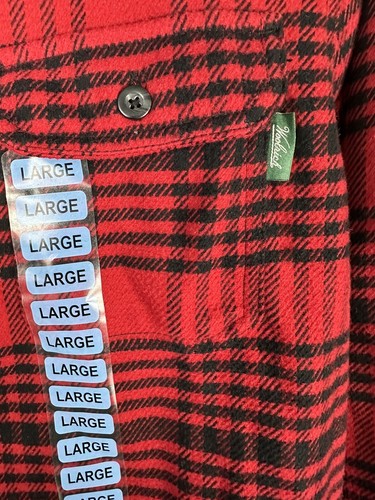 Woolrich Shirt Mens Large Red Button Up Plaid Brawny Flannel Outdoor NWT - Picture 4 of 6