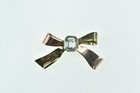 Bow Ribbon Pin/Brooch Yellow Gold *70 14K 2.52 Ct Emerald Cut Aquamarine