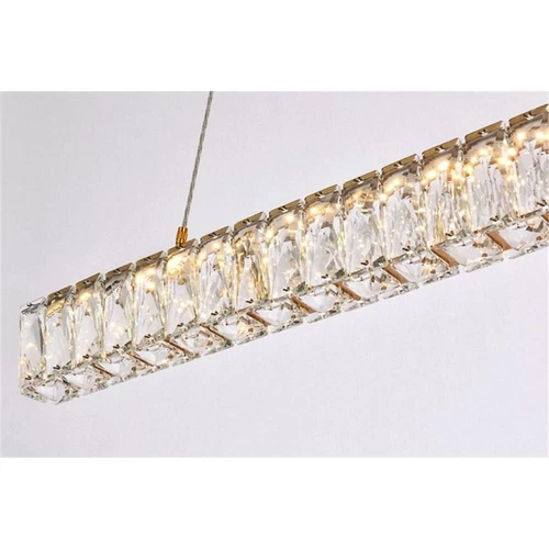 Elegant Lighting Monroe 31" Metal and Crystal LED Linear pendant in Gold - Picture 5 of 8