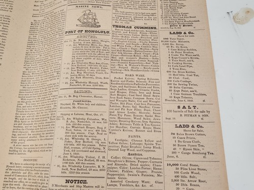 Antique 1840 "The Polynesian" Honolulu "SANDWICH ISLANDS" Newspaper UNCIRCULATED - Picture 9 of 17