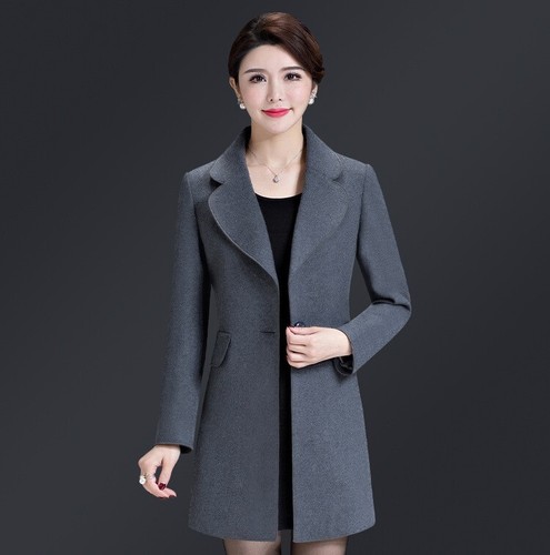 Women Wool Blend Jacket Coat Overcoat Mid Length Size 6-18 Small Medium Large XL - Picture 50 of 52