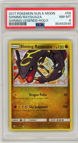 2017 POKEMON SUN & MOON SHINING LEGENDS #56 SHINING RAYQUAZA-HOLO PSA 8
