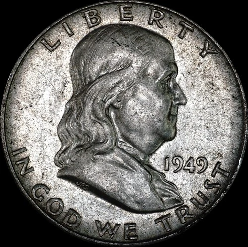 1949-S Franklin Half Dollar Silver, UNC, Layer of Tone, As Shown  200