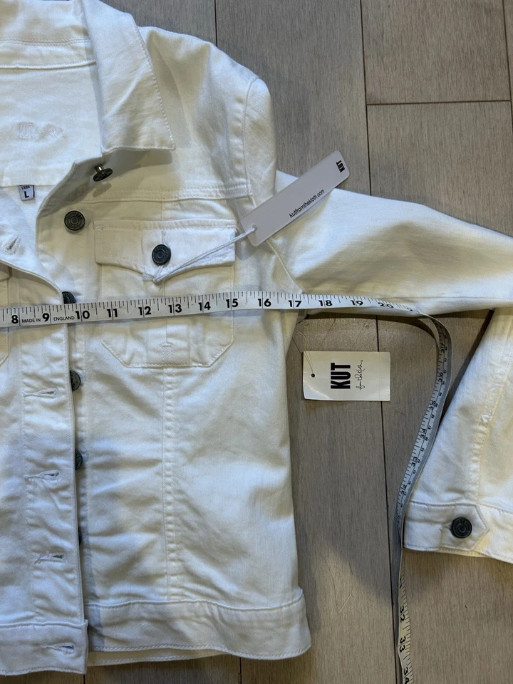 New! Cut From The Cloth White Fitted Denim Jacket Size L - Image 4 of 4