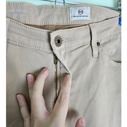 AG Adriano Goldschmied The Prima Mid-Rise Cigarette Tan Pants 28R ~ Casual - Imagen 7 de 17
