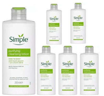 6 x Simple Purifying Cleansing Lotion 200ml - Sanfter täglicher Make-up Entferner Hautpflege