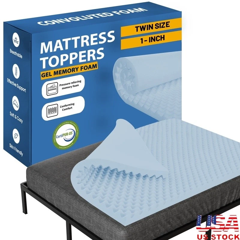 Cooling Gel Memory Foam Mattress Topper Improved Sleep Quality Motion Isolation