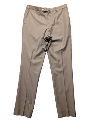 Isaia Napoli Aquaspider Pant Men 32x31 Pure Wool Tan Trouser Luxury
