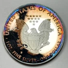 2012-S $1 American Silver Eagle Proof .999 Bullion US Dollar Coin - RAINBOW TONE
