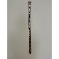 Kids Rhinestone Embellished Western Belt Brown Leather Silver Buckle