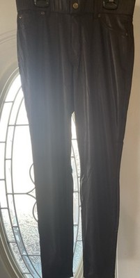 HUE leatherette Hi Rise Legging Espresso  Medium New Second Skin Sleek Stretch