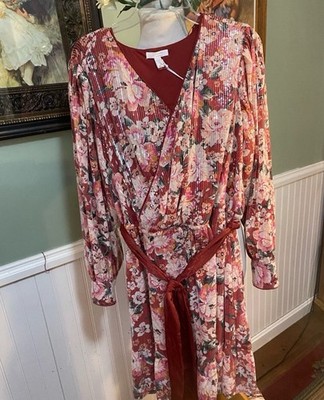 NWT LC Lauren Conrad Floral Sequin Mini Dress Faux Wrap Belt Holiday  Wedding 1X | eBay