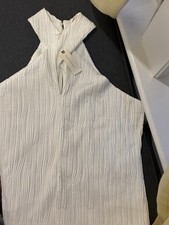 Anthropologie White Pleated Halter Keyhole Ne...