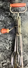 Vtg Edlund Co Red Wood Handle Stainless Hand Mixer Egg Beater Burlington Vermont