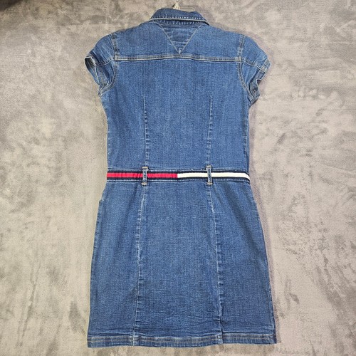 Mini Vestido Tommy Hilfiger Y2K Denim Elástico Niña Talla 14 Vintage Años 90 - Imagen 6 de 6
