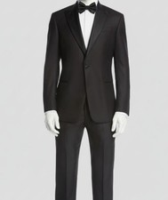 Giorgio Armani Men's Black Wool Satin-Lapel Tuxedo Suit Jacket Size 52R