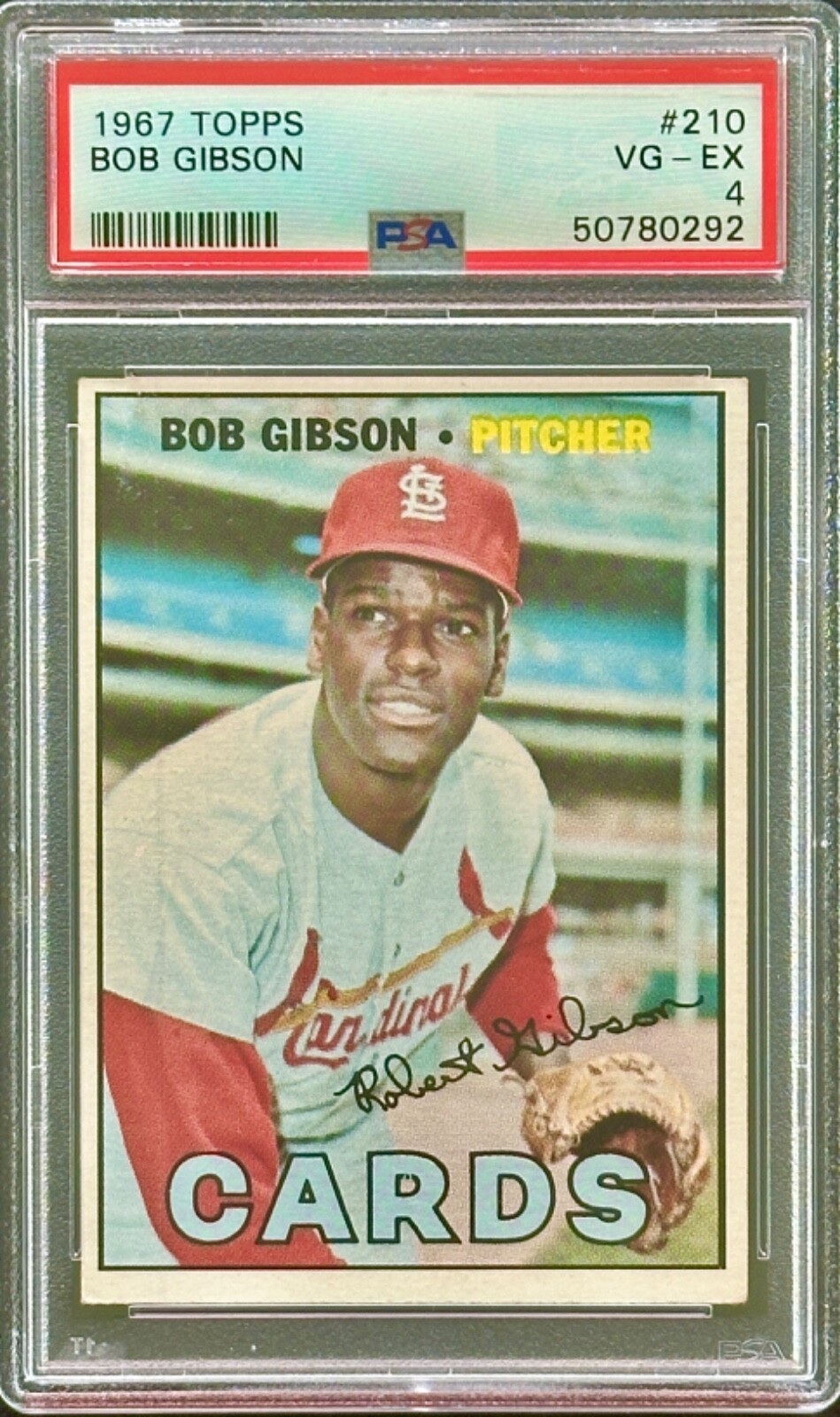 1967 BOB GIBSON - Topps #210 MLB  St. Louis Cardinals - PSA 4