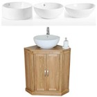 Bathroom Vanity Unit Oak Cabinet Corner Wash Stand & White Ceramic Basin 501B A