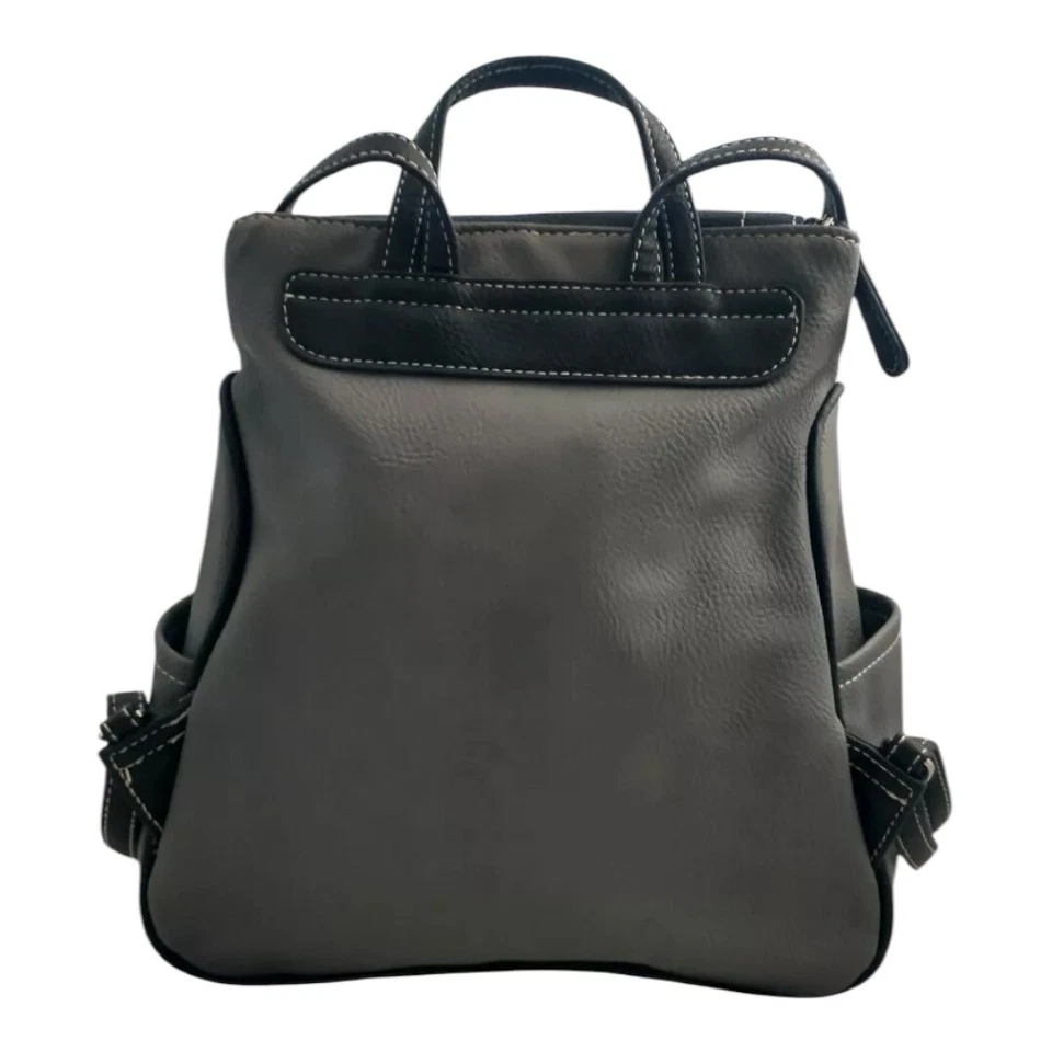 Stone Mountain Vegan Leather USA Gray White Blue Square Backpack EUC - Image 3 of 4