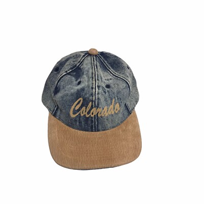 Vintage Colorado 90s Streetwear Suede Brim Acid Wash Denim Baseball Cap